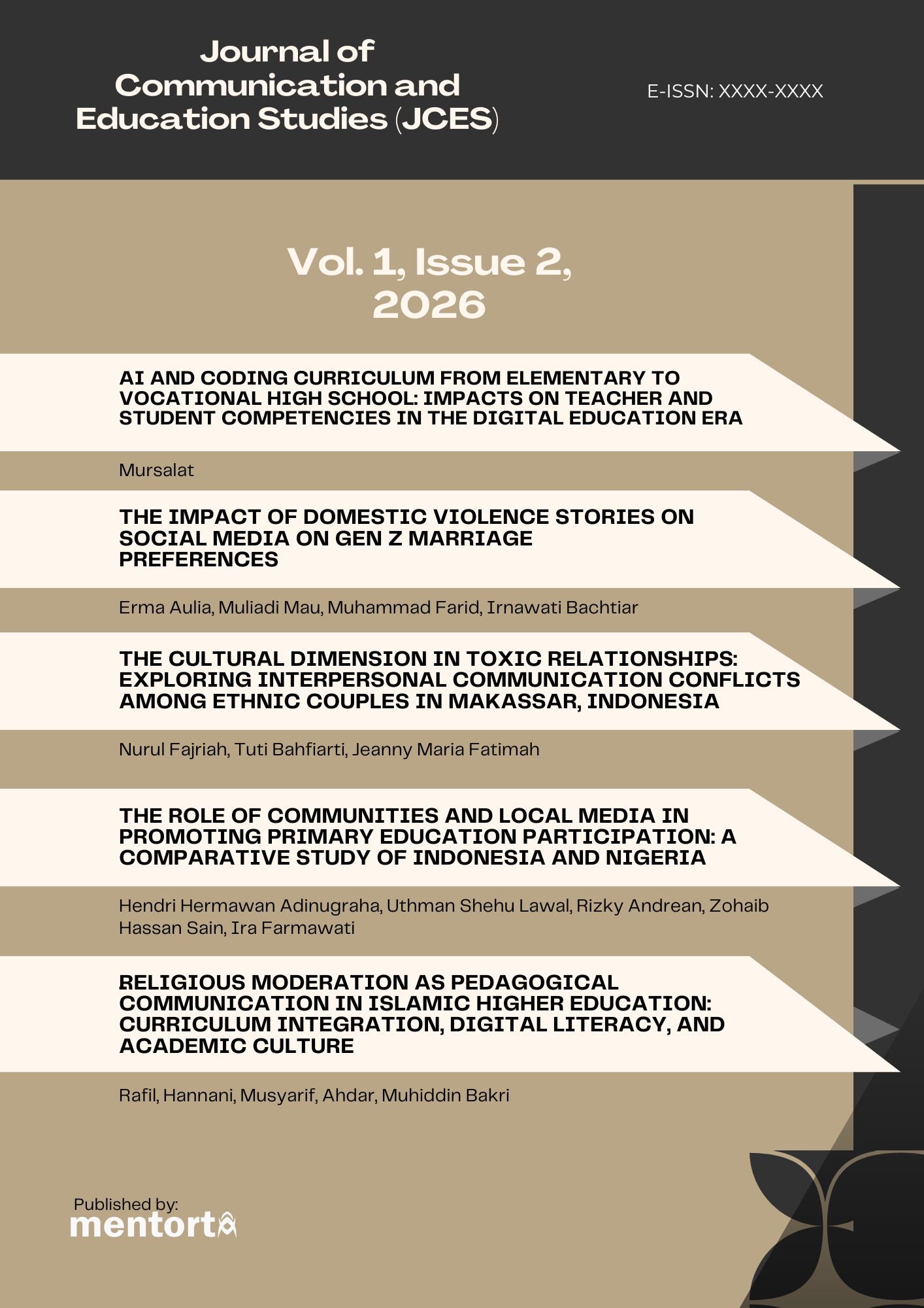 					View Vol. 1 No. 2 (2026): Journal of Communication and Education Studies (JCES) 
				